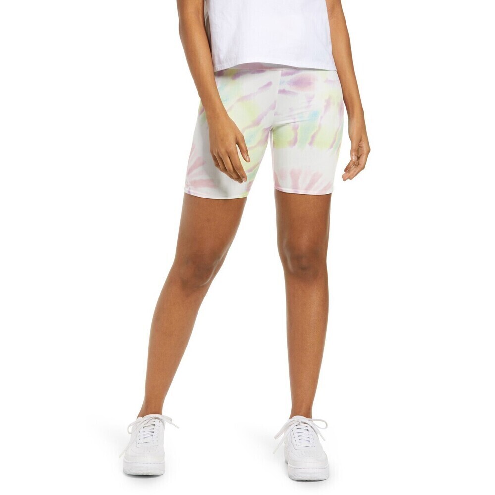 AFRM women's Lawson High Waist Bike Shorts Blanc Spiral Tie Dye Size S
